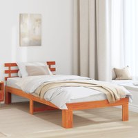 Berkfield Home Pine Wood Bed Frame Wax brown Solid wood Single Durable