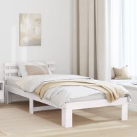 Berkfield Home Wooden Bed Frame White Wood Single Durable Wooden Bed Frame