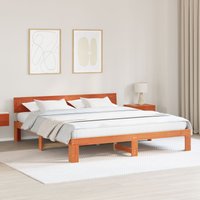 Berkfield Home Bed Frame with Headboard Wax Brown 180x200 cm Solid Pine Wood