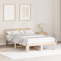 Berkfield Home Bed Frame with Headboard 140x190 cm Solid Pine Wood in Brown