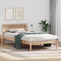 Berkfield Home with LED Strip Lights with Headboard Brown 90 x 190 cm Solid pine wood