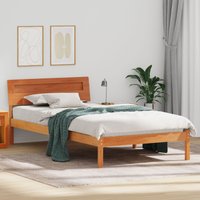 Berkfield Home with LED Strip Lights with Headboard Wax brown 90 x 190 cm Pine wood