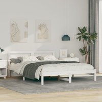 Berkfield Home with LED Strip Lights with Headboard White 160 x 200 cm Pine wood