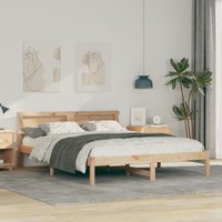 Berkfield Home with LED Strip Lights with Headboard Brown 150 x 200 cm Pine wood
