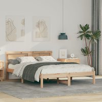 Berkfield Home with LED Strip Lights with Headboard Brown 120 x 200 cm Solid pine wood