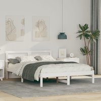 Berkfield Home with LED Strip Lights with Headboard White 120 x 190 cm Pine wood