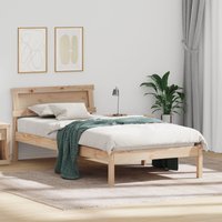 Berkfield Home Bed Frame with Headboard & LED 80x200 cm Solid Pine Wood in Beige