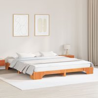 Berkfield Home Bed Frame Wax brown Solid wood 200 x 200 cm Bed Frame