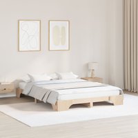 Berkfield Home Bed Frame Natural Solid Pine wood King Size Durable in Brown