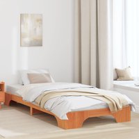 Berkfield Home Bed Frame Wax Brown Solid Wood 75 x 190 cm Bed Frame