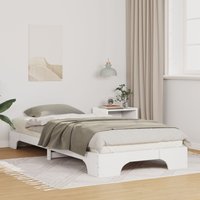Berkfield Home Floor Bed Frame with Storage White 90 x 210 cm Wood