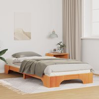 Berkfield Home Floor Bed Frame with Storage Brown 100 x 210 cm Solid pine wood