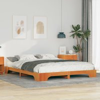 Berkfield Home Floor Bed Frame with Storage Brown 160 x 210 cm Solid wood