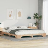 Berkfield Home Floor Bed Frame with Storage Brown 200 x 210 cm Solid pine wood