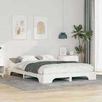 Berkfield Home Floor Bed Frame with Storage White 140 x 220 cm Solid pine wood