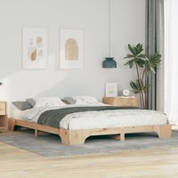 Berkfield Home Floor Bed Frame with Storage Brown 160 x 220 cm Solid pine wood