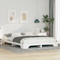 Berkfield Home Floor Bed Frame with Storage White 160 x 220 cm Solid pine wood