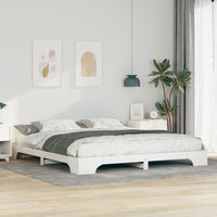 Berkfield Home Floor Bed Frame with Storage White 200 x 220 cm Solid pine wood