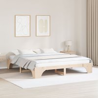Berkfield Home Bed Frame Natural Solid Pine wood 180 x 200 cm Simple in Brown