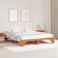 Berkfield Home Bed Frame Wax Brown Solid Wood King Oak Bed Frame Rectangular