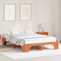 Berkfield Home Bed Frame Wax brown Solid wood 140 x 200 cm Sturdy Rectangular