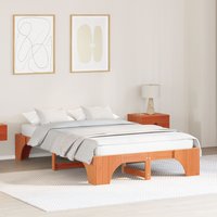 Berkfield Home Bed Frame Wax brown Solid Pine wood Full Size