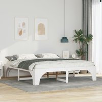 Berkfield Home Floor Bed Frame with Storage White 180 x 200 cm Solid pine wood