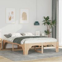 Berkfield Home Floor Bed Frame with Storage Brown 160 x 200 cm Solid pine wood