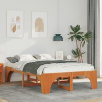 Berkfield Home Floor Bed Frame with Storage Brown 120 x 190 cm Solid pine wood