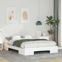 Berkfield Home Floor Bed Frame with Storage White 140 x 190 cm Solid pine wood