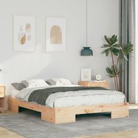 Berkfield Home Floor Bed Frame with Storage Brown 135 x 190 cm Solid pine wood