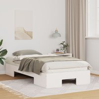 Berkfield Home Floor Bed Frame with Storage White 90 x 190 cm Solid pine wood