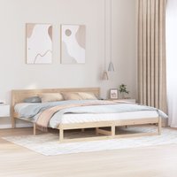 Berkfield Home Bed Frame Natural Solid Pine wood 200 x 200 cm in Beige