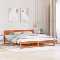 Berkfield Home Bed Frame Wax brown Solid pine wood 200 x 200 cm Durable