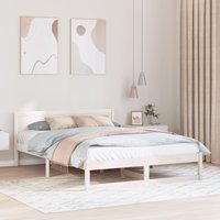 Berkfield Home Bed Frame White Solid Pine Wood 160 x 200 cm Durable Modern