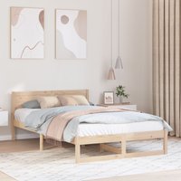 Berkfield Home Bed Frame Natural Solid Pine wood 120 x 200 cm Lightweight in Beige
