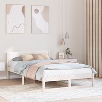 Berkfield Home Bed Frame White Solid Pine wood 140 x 190 cm Durable Bed Frame