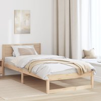 Berkfield Home Bed Frame Natural Solid Pine wood Single Tough Bed Frame in Beige