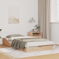 Berkfield Home Floor Bed Frame Brown 75 x 190 cm Solid pine wood in Beige