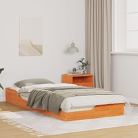 Berkfield Home Floor Bed Frame Wax brown 90 x 210 cm Solid pine wood