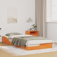 Berkfield Home Floor Bed Frame Wax brown 80 x 220 cm Solid pine wood