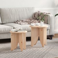 Berkfield Home Coffee Table 2 pcs Natural 41.5 x 41.5 x 44 cm Solid pine wood in Brown