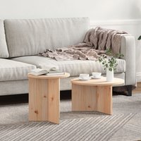 Berkfield Home Coffee Table Set 2 pcs Natural Solid pine wood in Brown