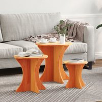 Berkfield Home Coffee Table Set 3 pcs Wax brown Solid pine wood