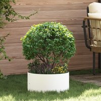 Berkfield Home Large White Metal Pot White Metal Large Planters