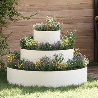 Berkfield Home Metal Planter Steel/White Powder-Coated Steel Large Planters