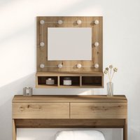 Berkfield Home Vanity Unit with Mirror Artisan Oak MDF, Glass 60 x 31.5 x 62 cm in Brown