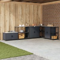 Berkfield Home Kitchen Storage Shelf with Storage Anthracite Steel