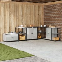 Berkfield Home Kitchen Storage Cabinet with Shelf with Storage with Door Silver Galvanised steel