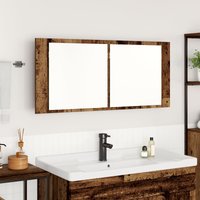 Berkfield Home LED Mirror Cabinet Old Wood 100x12x45 cm Engineered Wood in Brown | Size: 100 x 12 x 45 cm